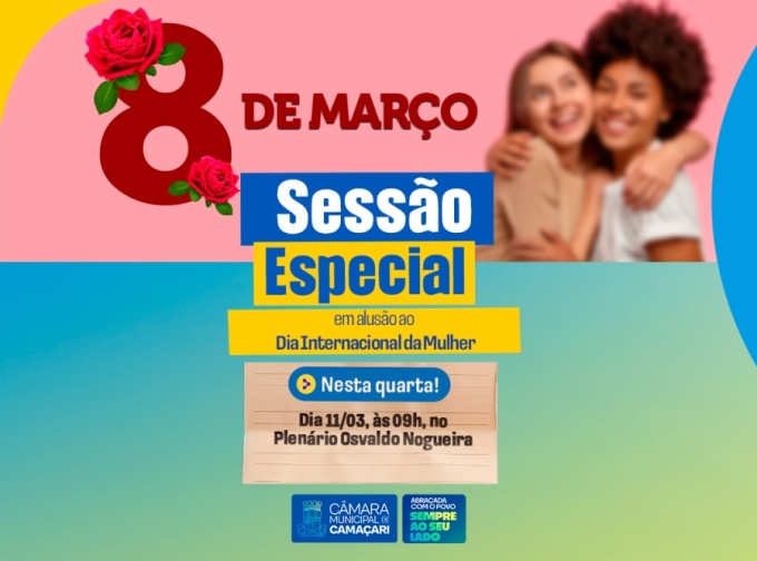 Câmara de Camaçari realizará Sessão Especial em homenagem ao Dia Internacional da Mulher